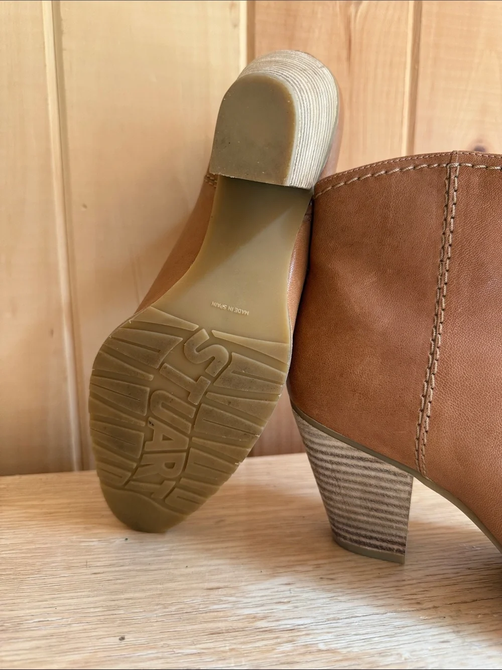 Stuart Weitzman Tan Leather Tassel Ankle Booties